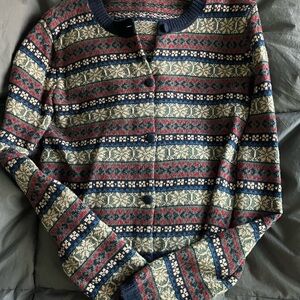 Zara Women's Cardigan - Blue, Red, Cream